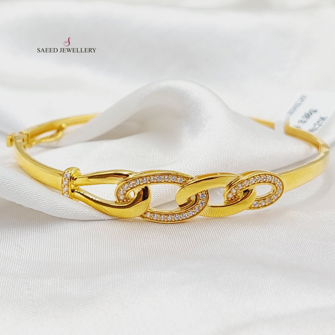 21K Gold Zircon Studded Turkish Bangle Bracelet by Saeed Jewelry - Image 1