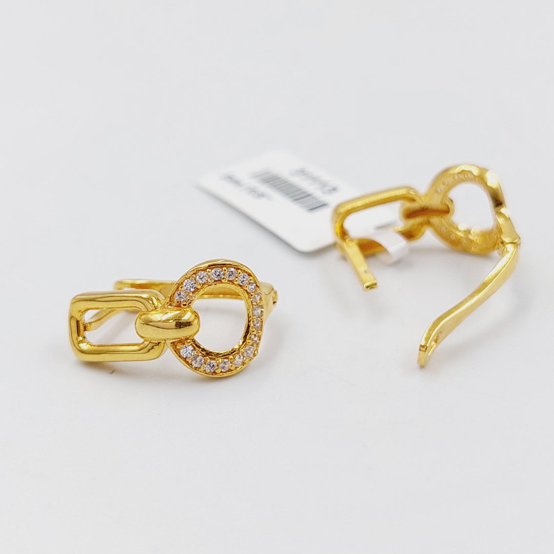 21K Gold Zircon Studded Turkish Earrings by Saeed Jewelry - Image 4