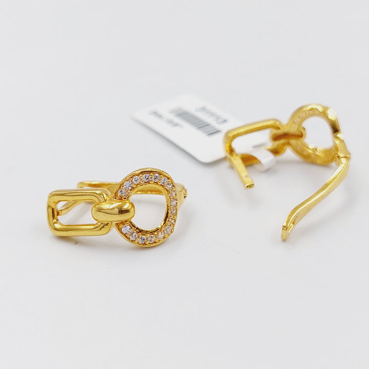 Zircon Studded Turkish Earrings  Made of 21K Yellow Gold by Saeed Jewelry-31113