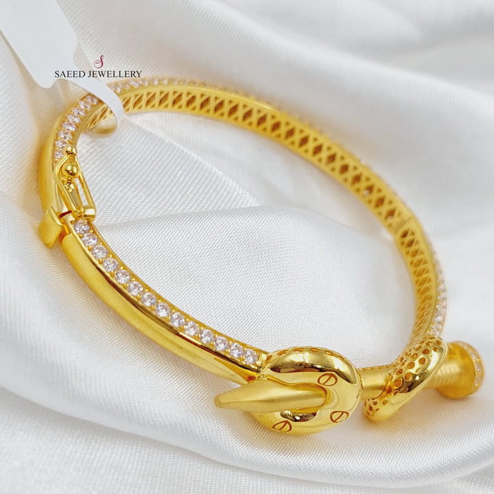 21K Gold Turkish Nail Bangle Bracelet by Saeed Jewelry - Image 1