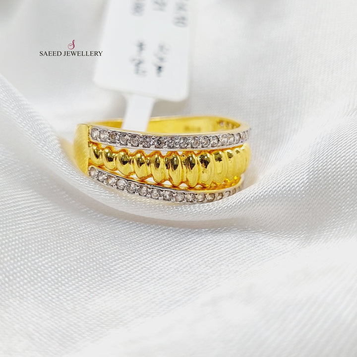 21K Gold Zircon Studded Turkish Ring by Saeed Jewelry - Image 2