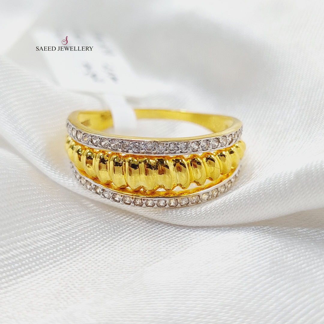 21K Gold Zircon Studded Turkish Ring by Saeed Jewelry - Image 3