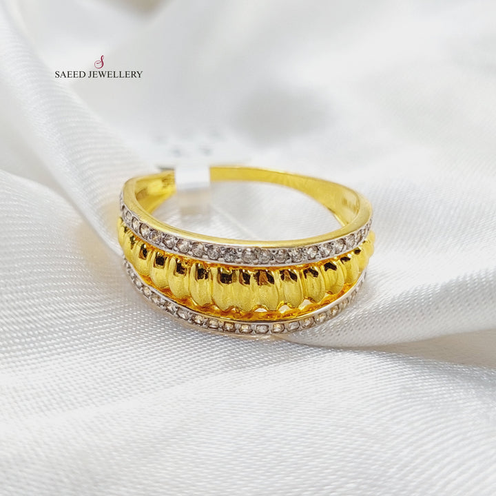 21K Gold Zircon Studded Turkish Ring by Saeed Jewelry - Image 4