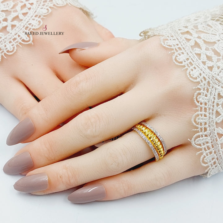 Zircon Studded Turkish Ring Made Of 21K Yellow Gold<br><br> by Saeed Jewelry-29998