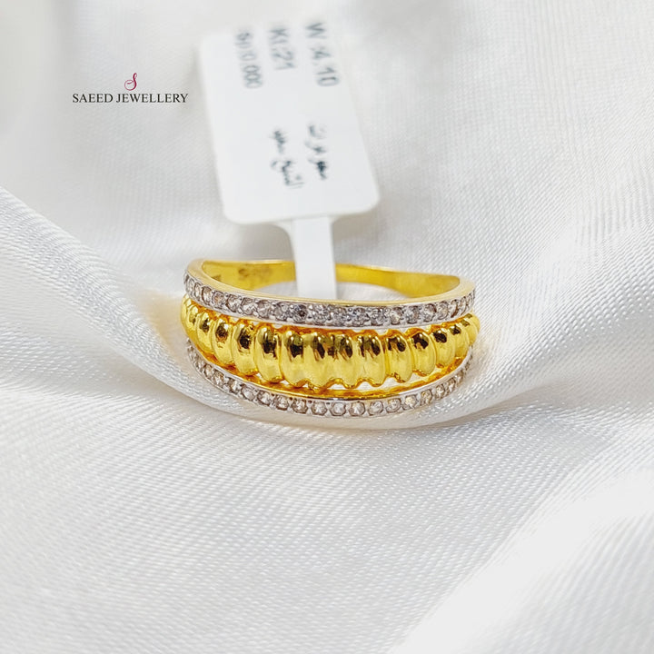 21K Gold Zircon Studded Turkish Ring by Saeed Jewelry - Image 1