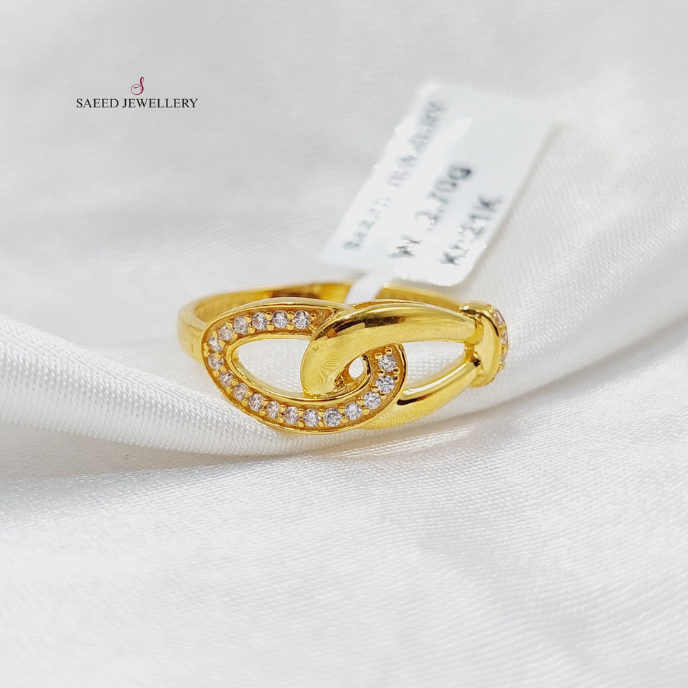 21K Gold Zircon Studded Turkish Ring by Saeed Jewelry - Image 2