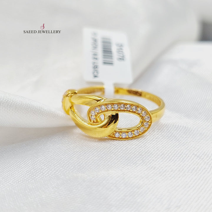 21K Gold Zircon Studded Turkish Ring by Saeed Jewelry - Image 5
