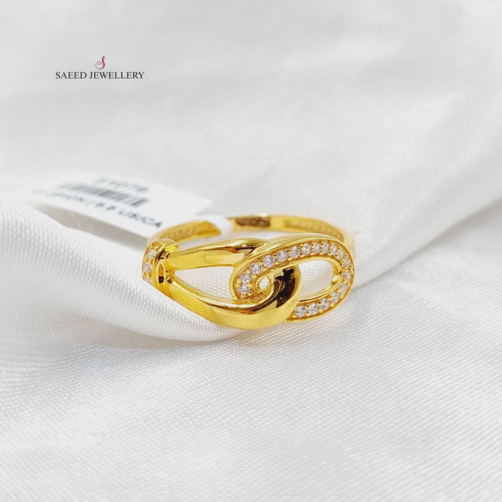 21K Gold Zircon Studded Turkish Ring by Saeed Jewelry - Image 1