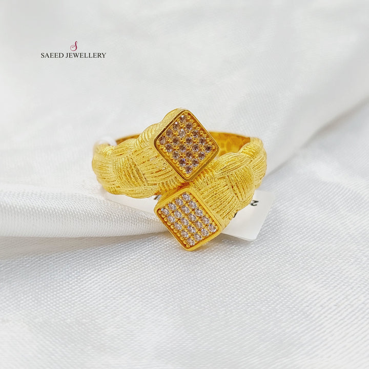 21K Gold Zircon Studded Turkish Ring by Saeed Jewelry - Image 3