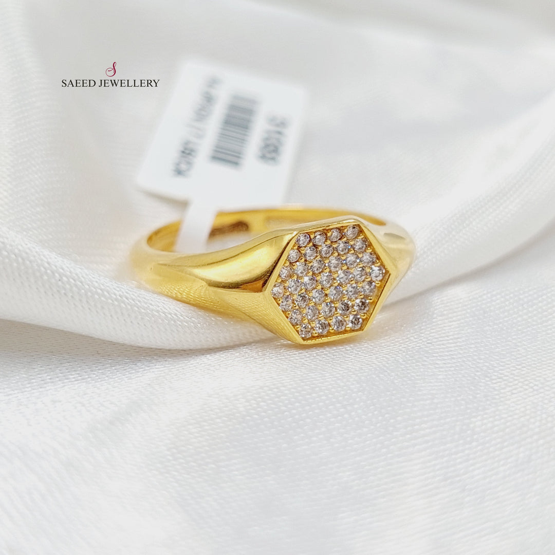 21K Gold Zircon Studded Turkish Ring by Saeed Jewelry - Image 2