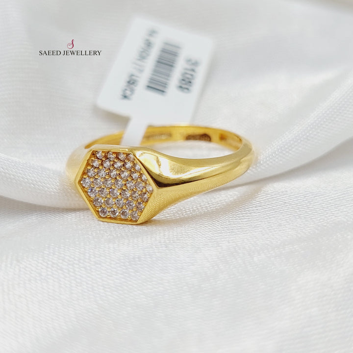 21K Gold Zircon Studded Turkish Ring by Saeed Jewelry - Image 3