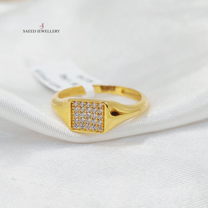 21K Gold Zircon Studded Turkish Ring by Saeed Jewelry - Image 2