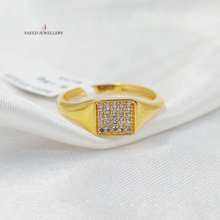 21K Gold Zircon Studded Turkish Ring by Saeed Jewelry - Image 1