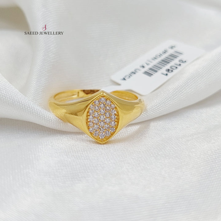Zircon Studded Turkish Ring  Made of 21K Yellow Gold by Saeed Jewelry-31091