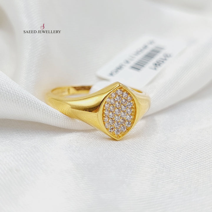 Zircon Studded Turkish Ring  Made of 21K Yellow Gold by Saeed Jewelry-31091
