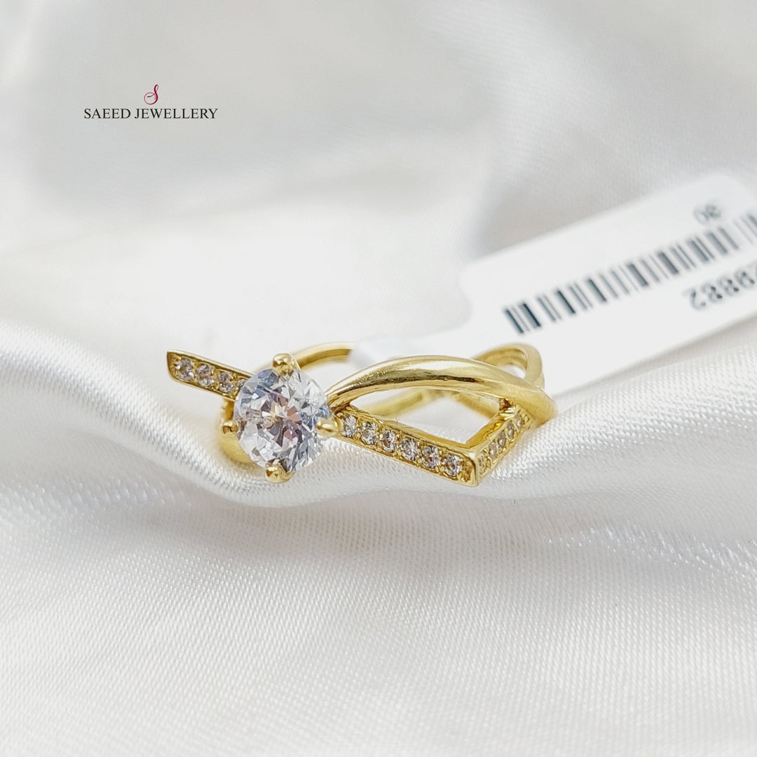 18K Gold Zircon Studded Twins Wedding Ring by Saeed Jewelry - Image 3