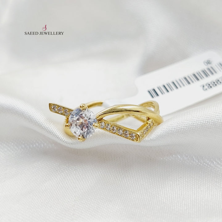 18K Gold Zircon Studded Twins Wedding Ring by Saeed Jewelry - Image 9