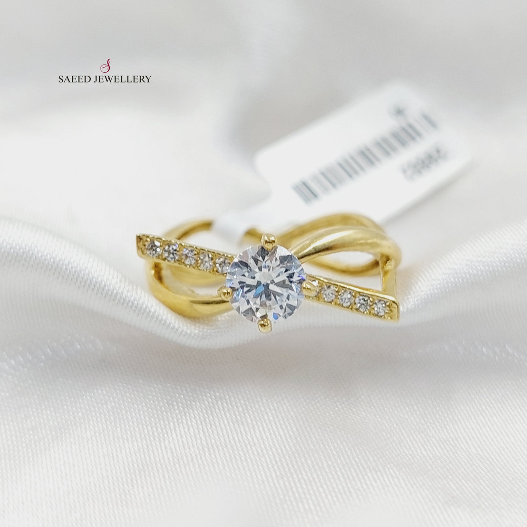 18K Gold Zircon Studded Twins Wedding Ring by Saeed Jewelry - Image 11