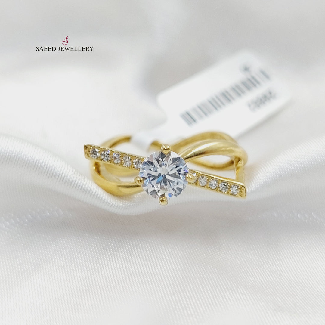 18K Gold Zircon Studded Twins Wedding Ring by Saeed Jewelry - Image 5