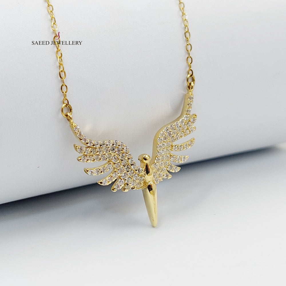 18K Gold Zircon Studded Wings Necklace by Saeed Jewelry - Image 2