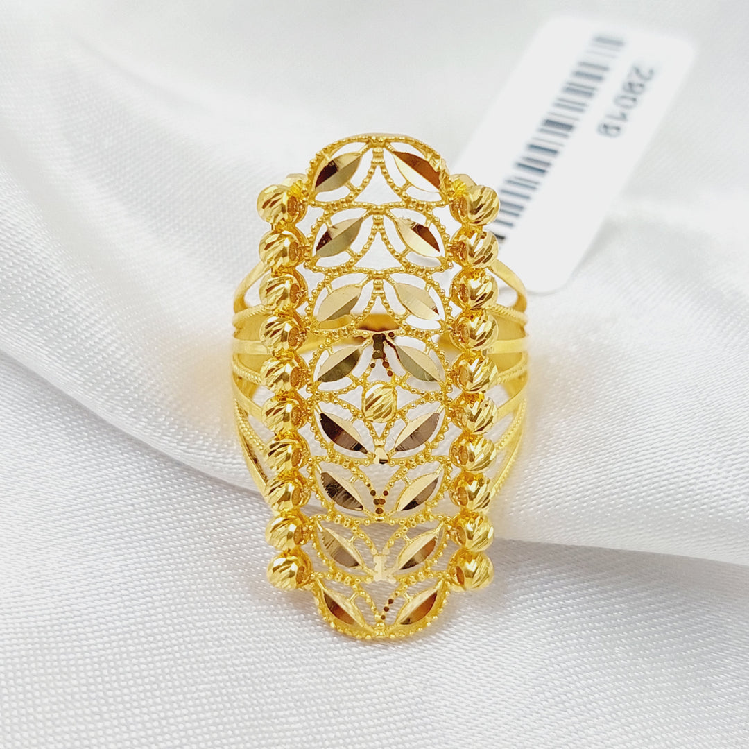 Zircon Studded X Style Ring  Made Of 21K Yellow Gold by Saeed Jewelry-29019