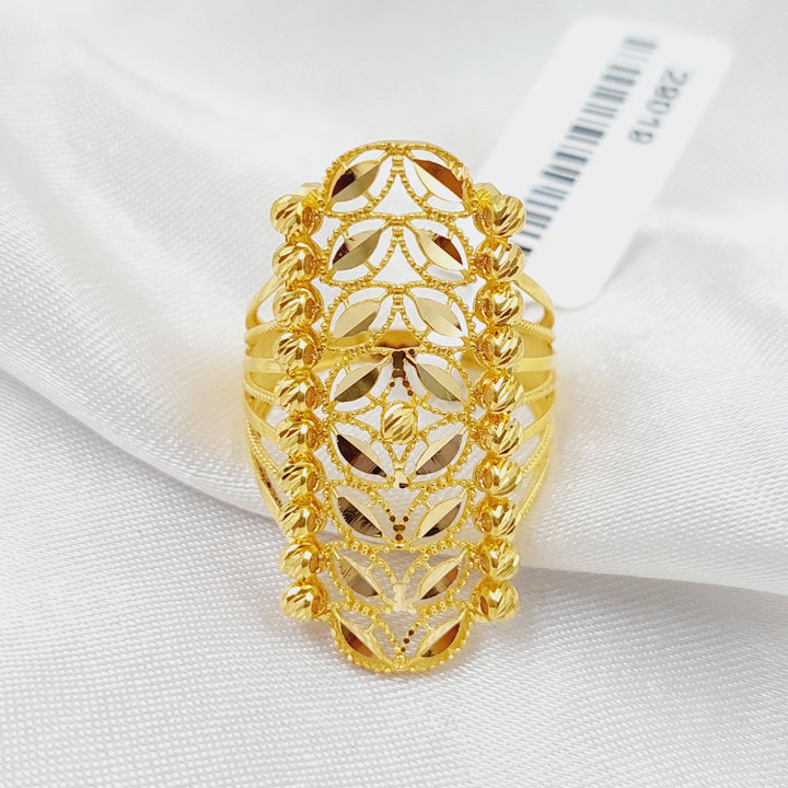 Zircon Studded X Style Ring  Made Of 21K Yellow Gold by Saeed Jewelry-29019