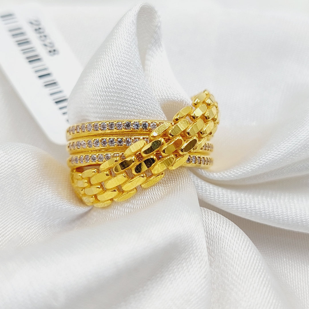 21K Gold Zircon Studded X Style Ring by Saeed Jewelry - Image 4