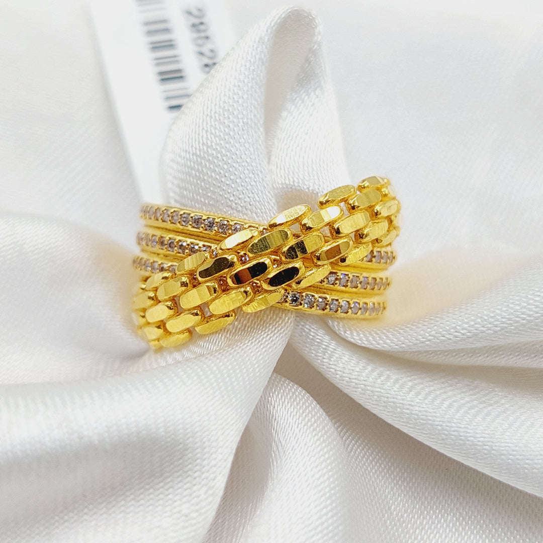 21K Gold Zircon Studded X Style Ring by Saeed Jewelry - Image 5