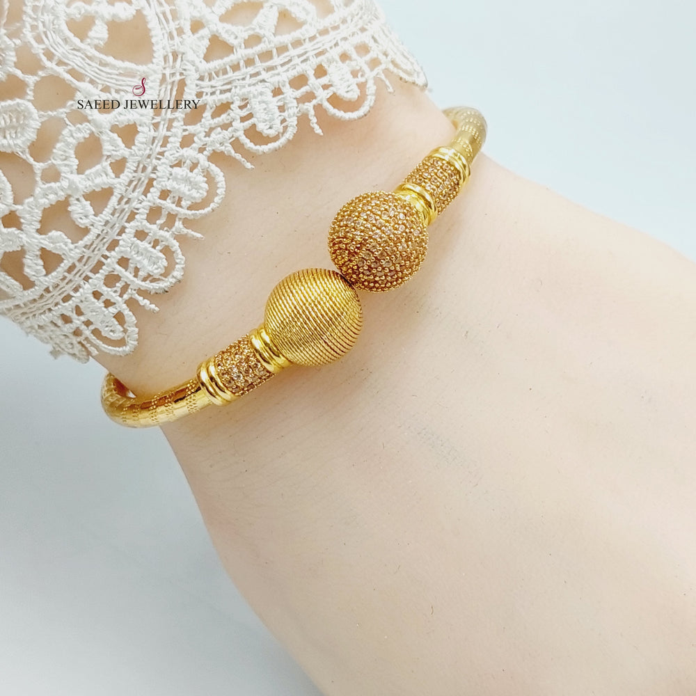 21K Gold Zircon Studded Balls Bracelet by Saeed Jewelry - Image 2