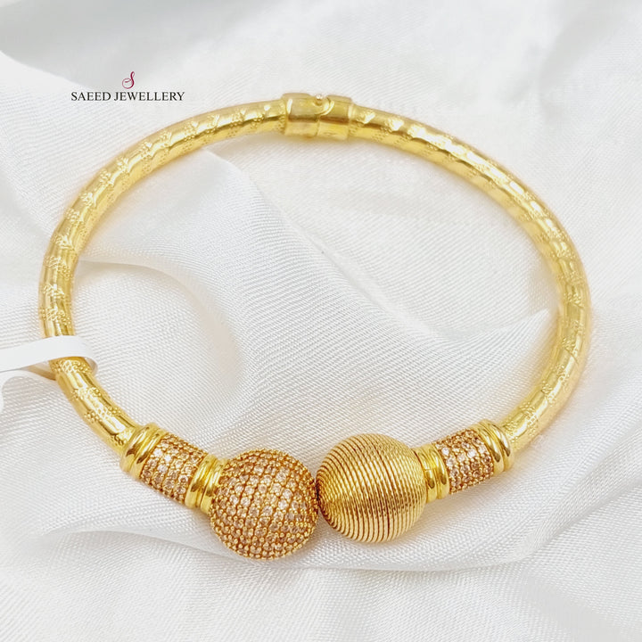 21K Gold Zircon Studded Balls Bracelet by Saeed Jewelry - Image 6