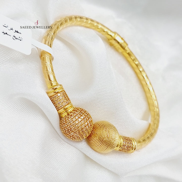 21K Gold Zircon Studded Balls Bracelet by Saeed Jewelry - Image 8