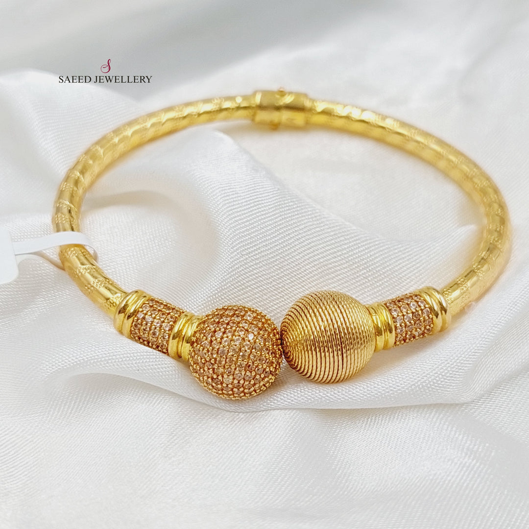 21K Gold Zircon Studded Balls Bracelet by Saeed Jewelry - Image 1