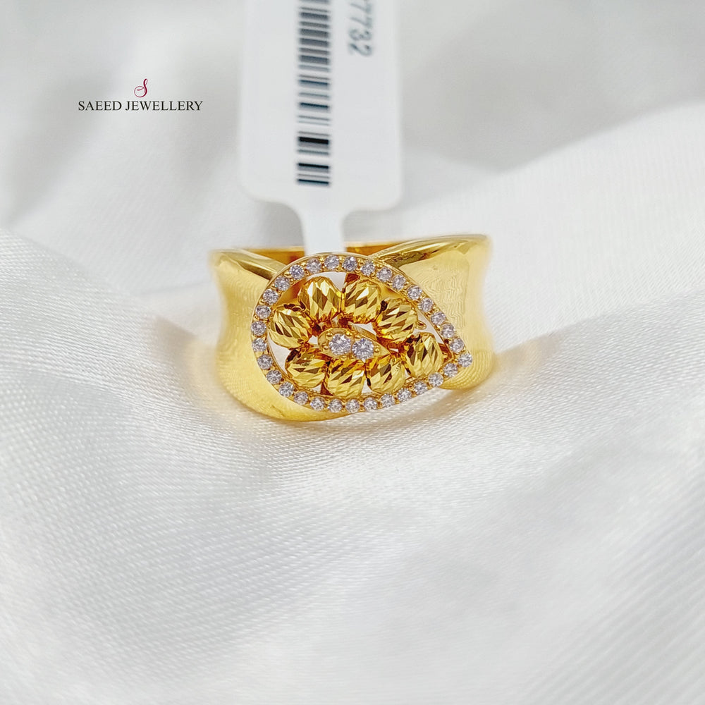 21K Gold Zircon Studded Balls Ring by Saeed Jewelry - Image 2