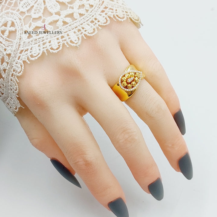 21K Gold Zircon Studded Balls Ring by Saeed Jewelry - Image 8