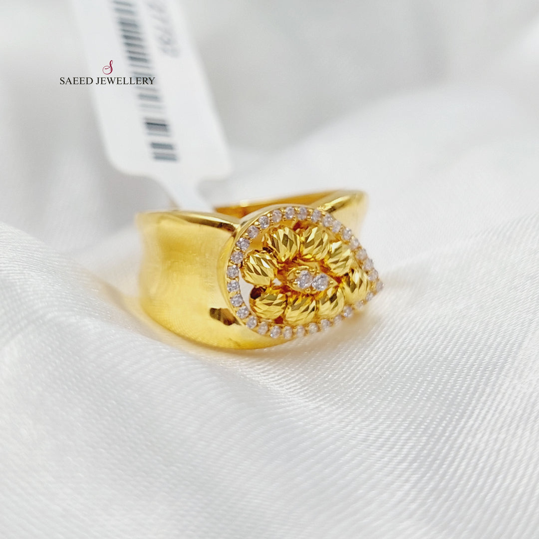 21K Gold Zircon Studded Balls Ring by Saeed Jewelry - Image 1