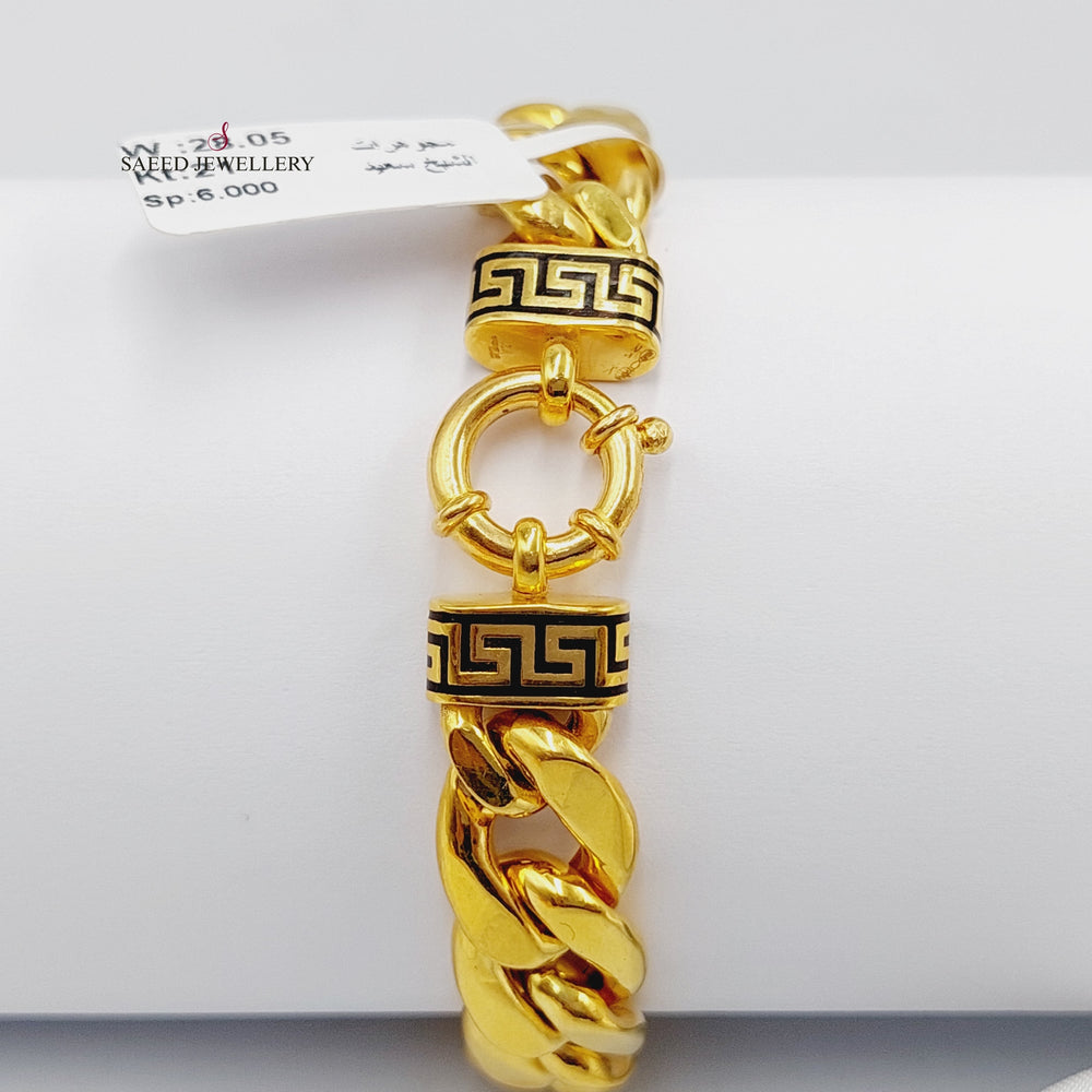 21K Gold Cuban Links Enameled Bracelet by Saeed Jewelry - Image 2