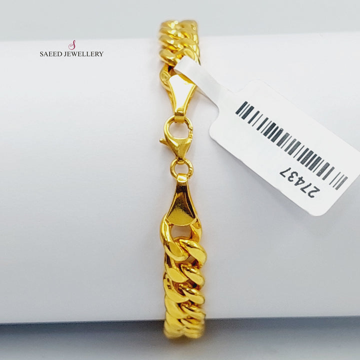 21K Gold Zircon Studded Bar Bracelet by Saeed Jewelry - Image 3