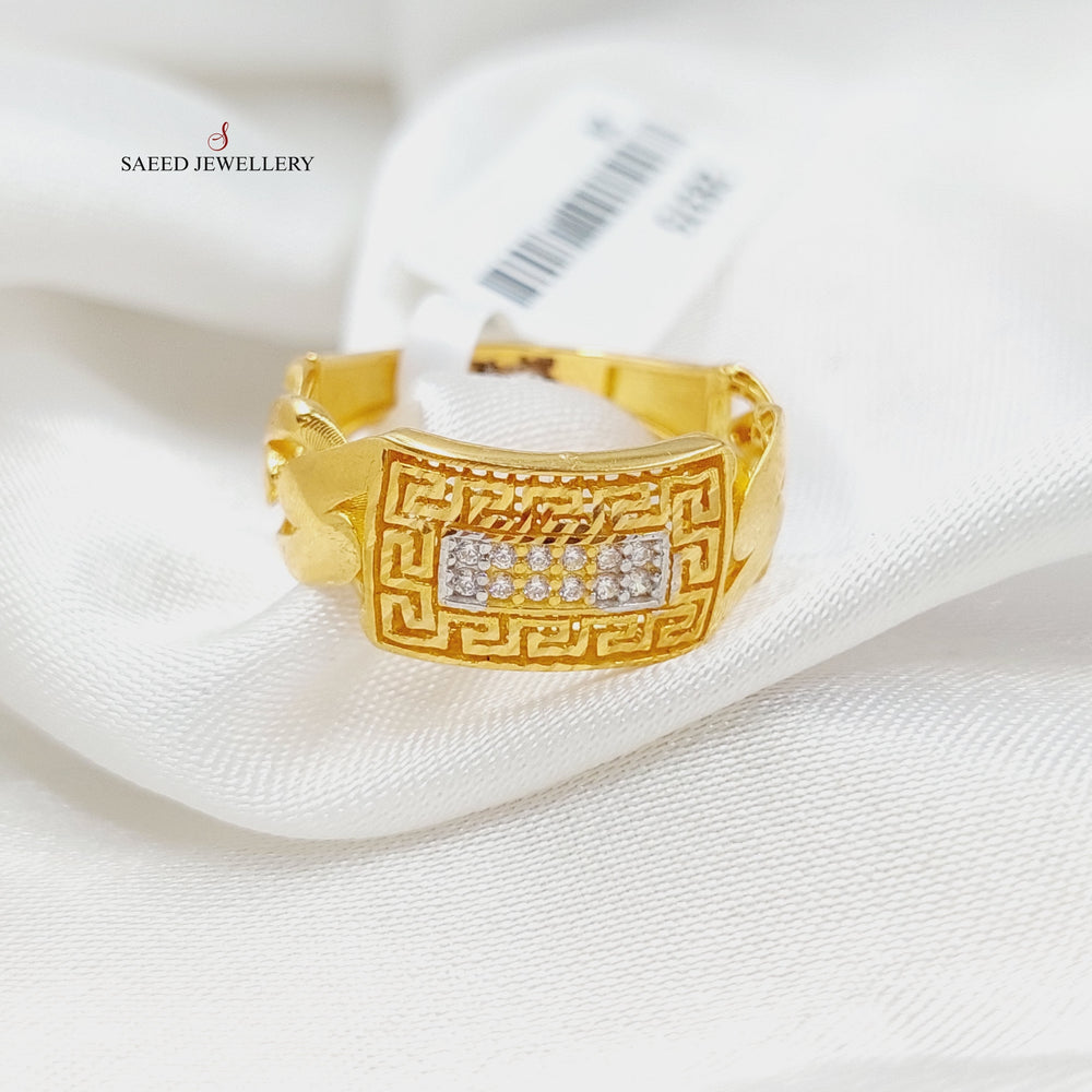 21K Gold Zircon Studded Bar Ring by Saeed Jewelry - Image 2