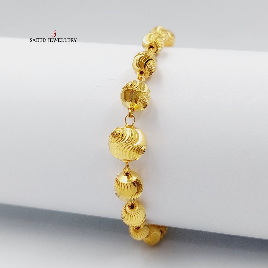 Zirconed Bead Bracelet Made Of 21K Yellow Gold by Saeed Jewelry-27737