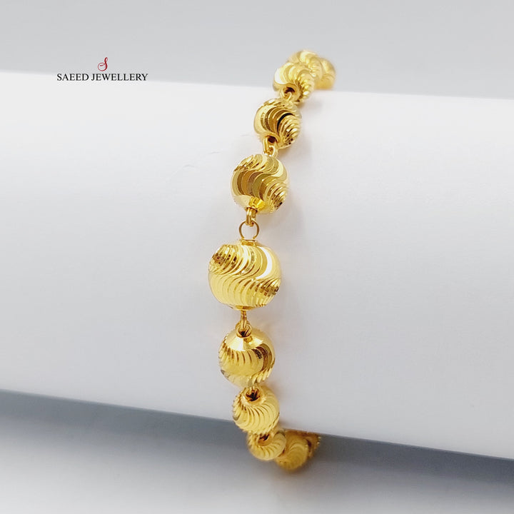 Zirconed Bead Bracelet Made Of 21K Yellow Gold by Saeed Jewelry-27737