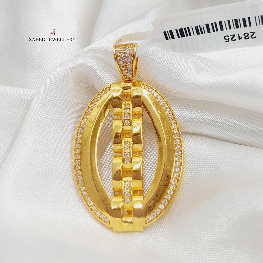 21K Gold Zircon Studded Belt Pendant by Saeed Jewelry - Image 4