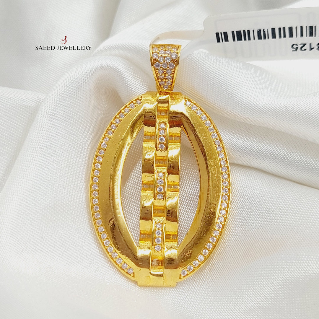21K Gold Zircon Studded Belt Pendant by Saeed Jewelry - Image 1
