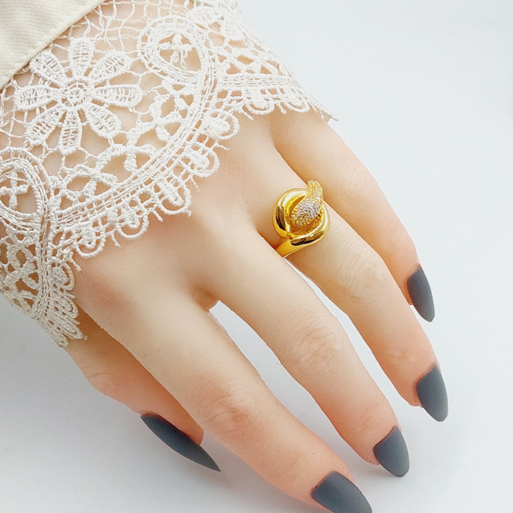 Zirconed Belt Ring Made Of 21K Yellow Gold by Saeed Jewelry-27580