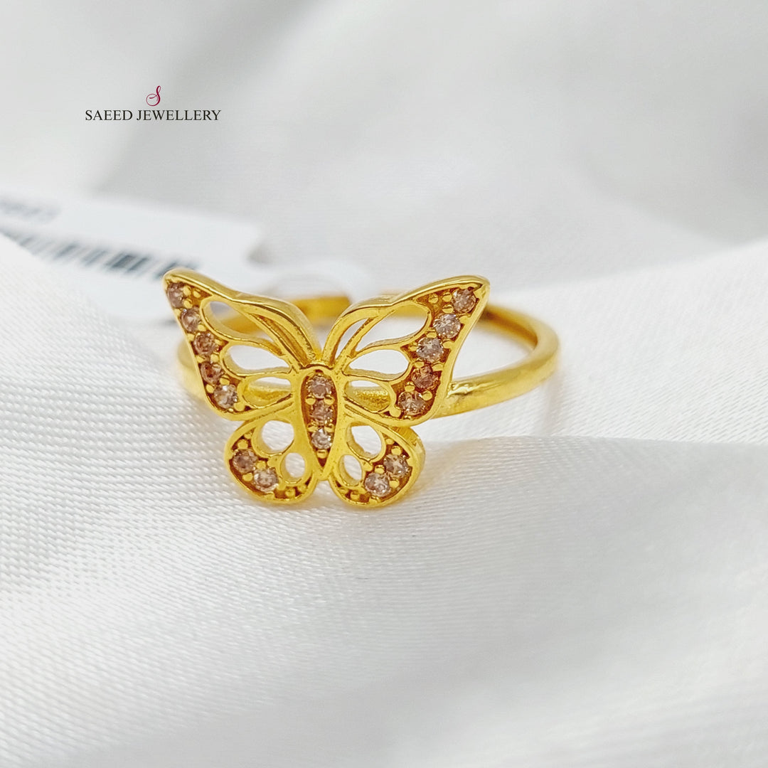 21K Gold Zircon Studded Butterfly Ring by Saeed Jewelry - Image 3