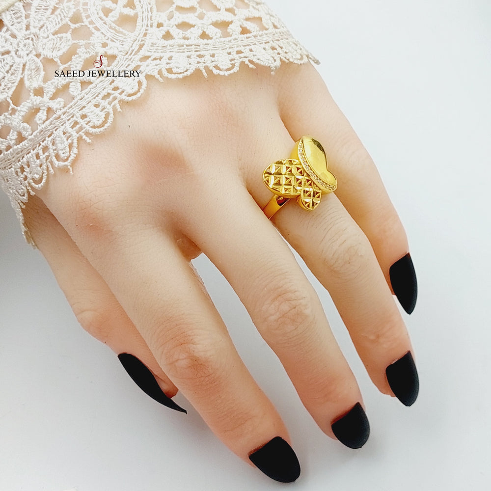 21K Gold Zircon Studded Butterfly Ring by Saeed Jewelry - Image 2