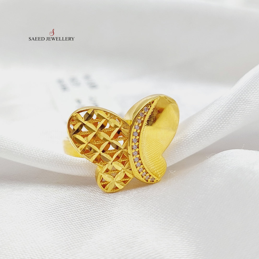 21K Gold Zircon Studded Butterfly Ring by Saeed Jewelry - Image 4