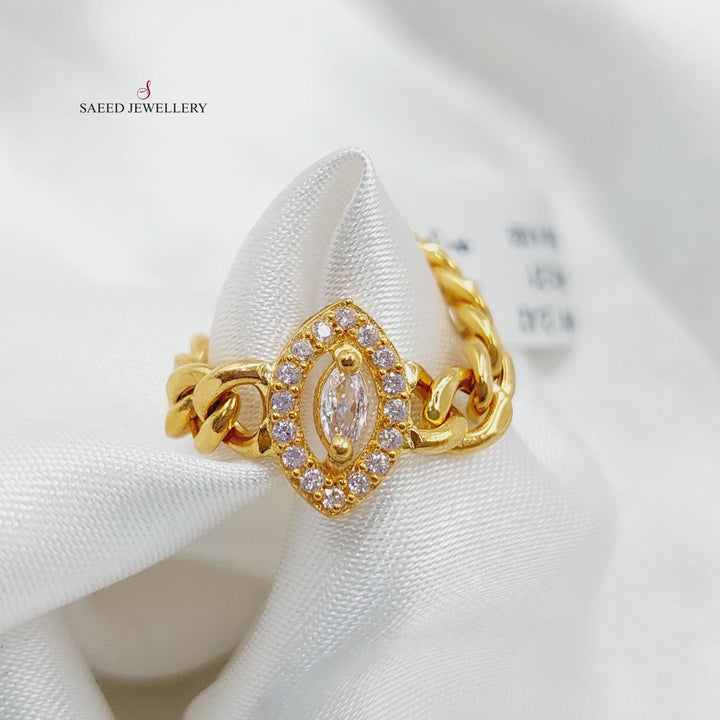 21K Gold Zircon Studded Chain Links Ring by Saeed Jewelry - Image 1