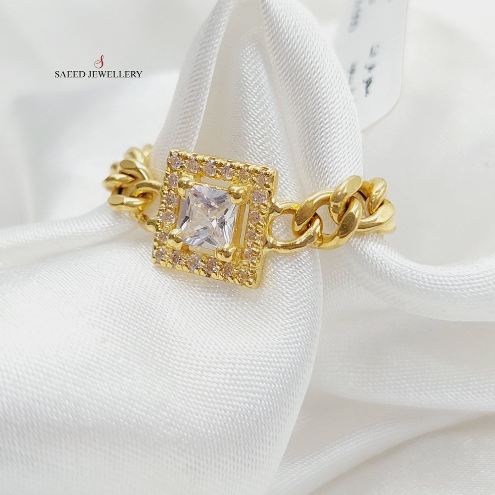 18K Gold Zircon Studded Cuban Links Ring by Saeed Jewelry - Image 2