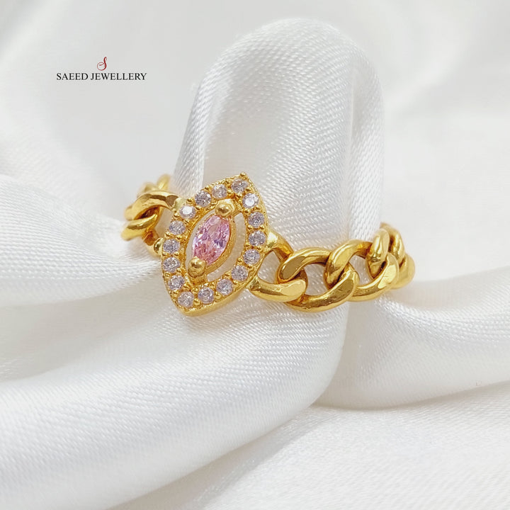 Zirconed Cuban Links Ring Made Of 21K Yellow Gold by Saeed Jewelry-27954