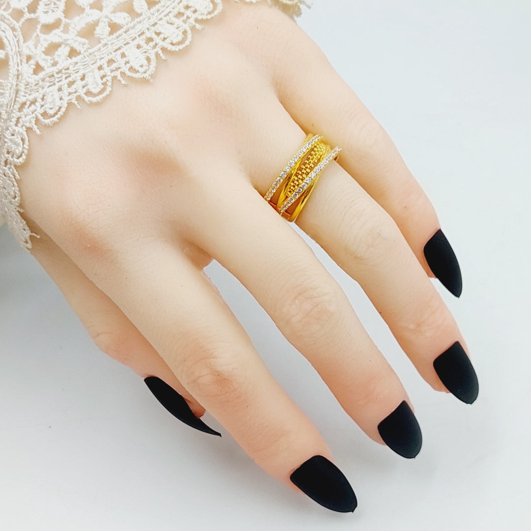 Zirconed Deluxe Ring Made Of 21K Yellow Gold by Saeed Jewelry-28359